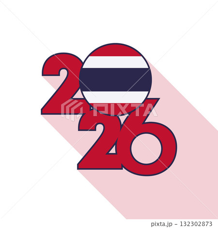 2026 Long Shadow Banner with Thailand Flag Inside. 132302873