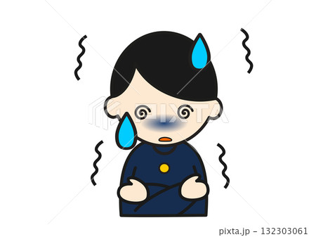 悪寒を感じる制服姿の男の子 132303061
