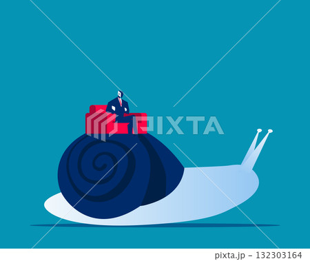 Robot. Artificial intelligence riding snail 132303164