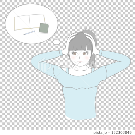 Girl struggling with studying 132303849