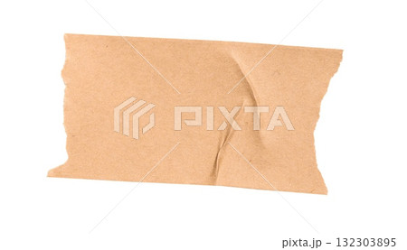 Torn brown craft paper masking washi tape piece with crinkled texture, creating a crumpled vintage design element a isolated transparent background Torn brown craft paper masking washi tape piece with crinkled texture, creating a crumpled vintage design element a isolated transparent background 132303895