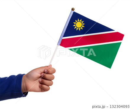 子供の手が小さなナミビアの国旗を持っている。 子供の手が小さなナミビアの国旗を持っている。 132304093