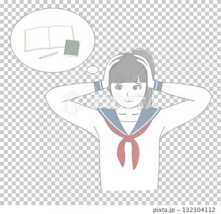 Girl struggling with studying 132304112