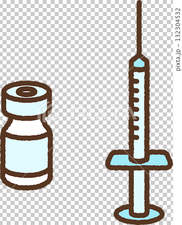 Hand-drawn single icon illustration vaccine syringe Hand-drawn single icon illustration vaccine syringe 132304532