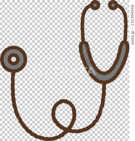 Hand-drawn single icon illustration: Stethoscope 132304548