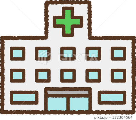 手書き風の単品アイコンイラスト　病院 132304564