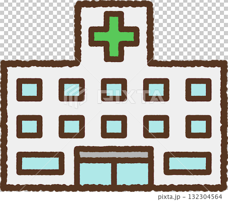 手書き風の単品アイコンイラスト　病院 132304564