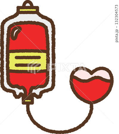 手書き風の単品アイコンイラスト　輸血パック　血液 132304573