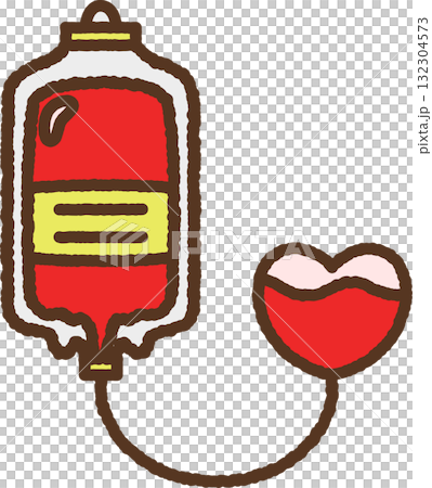 手書き風の単品アイコンイラスト　輸血パック　血液 132304573