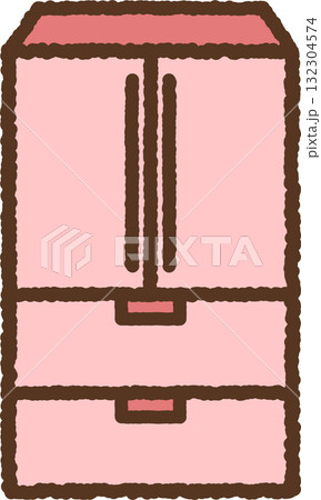 手書き風の単品アイコンイラスト　冷蔵庫 132304574