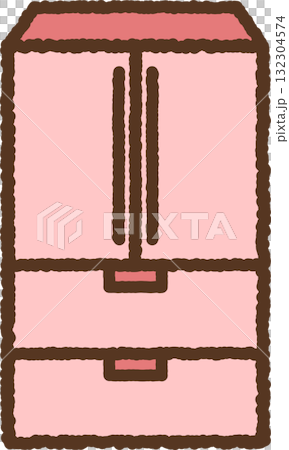手書き風の単品アイコンイラスト　冷蔵庫 132304574