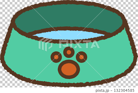 Hand-drawn single icon illustration of dog bowl 132304585
