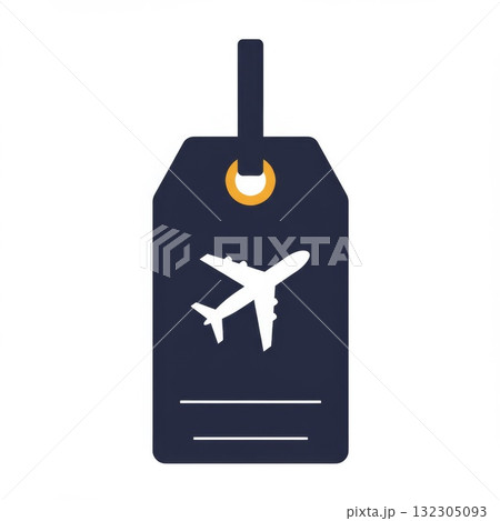 Dark Blue Airplane Luggage Tag with Orange Ring 132305093