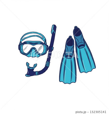 Blue Snorkeling Gear Illustration 132305141