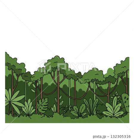 Lush Green Tropical Rainforest Illustration 132305316