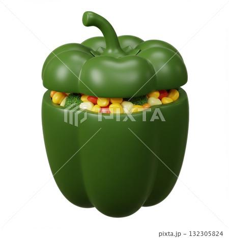 Green Bell Pepper Stuffed with Mixed Vegetables Green Bell Pepper Stuffed with Mixed Vegetables 132305824