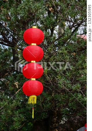 Close-up of the traditional Chinese lantern. Red lantern. Colorful lanterns. Festive decoration. Mid-autumn festival decoration,Chinese New Year decoration, for celebration. Festive background concept Close-up of the traditional Chinese lantern. Red lantern. Colorful lanterns. Festive decoration. Mid-autumn festival decoration,Chinese New Year decoration, for celebration. Festive background concept 132305995