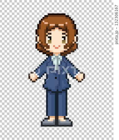 パンツスタイルのビジネスウーマンのドット絵 132306167