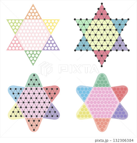 Set of Chinese checkers boardgame ,various family,Vector illustrations. Set of Chinese checkers boardgame ,various family,Vector illustrations. 132306384