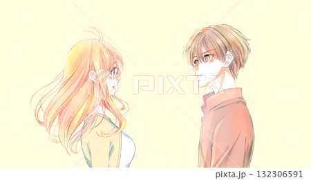 向かい合う男女 秋 向かい合う男女 秋 132306591