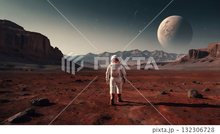 火星探査をする宇宙飛行士 132306728