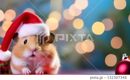ハムスターとクリスマスとコピースペース 132307348