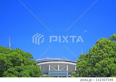 愛知県豊田市、新緑の豊田スタジアムとその周辺の風景 愛知県豊田市、新緑の豊田スタジアムとその周辺の風景 132307549