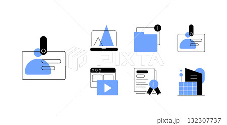 Business and office. Set of six doodles Business and office. Set of six doodles 132307737