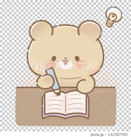 Illustration of a bear that understands learning / Cute learning and educational material 132307765