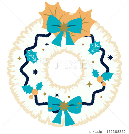 クリスマスリースのイラスト	 132308232