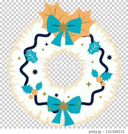 クリスマスリースのイラスト	 132308232
