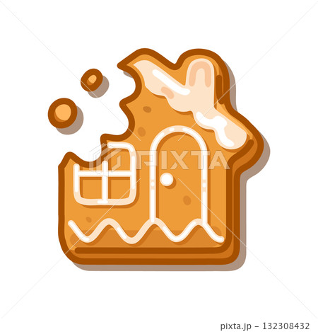 Bitten Gingerbread House Cookie Bitten Gingerbread House Cookie 132308432