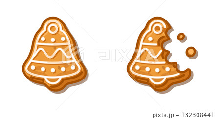 Gingerbread Bell Cookie Illustration 132308441