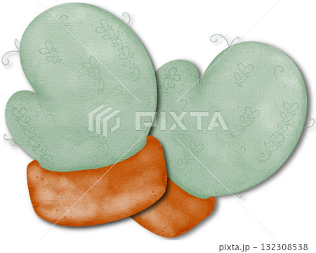 Green knitted gloves, Christmas gloves Green knitted gloves, Christmas gloves 132308538