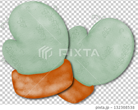 Green knitted gloves, Christmas gloves Green knitted gloves, Christmas gloves 132308538