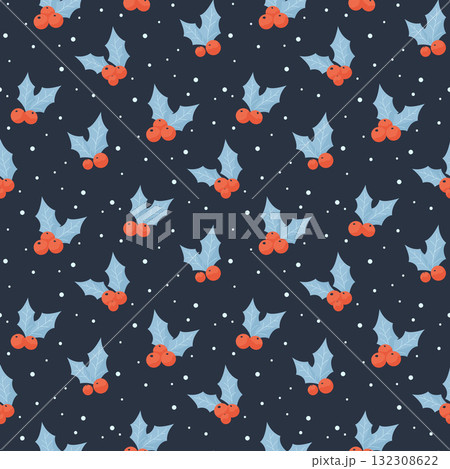 Christmas holly berries pattern 132308622