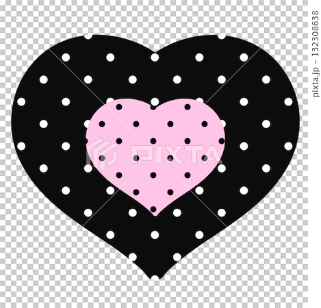 Black pink heart with polka dot pattern for Valentine's day, love sign, heart symbol, fashion, accessory, cute patch, shirt print, fabric, sticker, wedding card, barbie, brooch, pin, couple Black pink heart with polka dot pattern for Valentine's day, love sign, heart symbol, fashion, accessory, cute patch, shirt print, fabric, sticker, wedding card, barbie, brooch, pin, couple 132308638