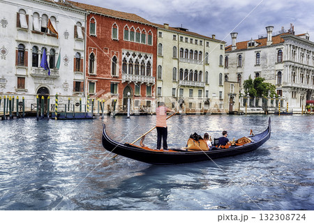 Traditional Gondola in Grand Canal of Venice, Italy Traditional Gondola in Grand Canal of Venice, Italy 132308724