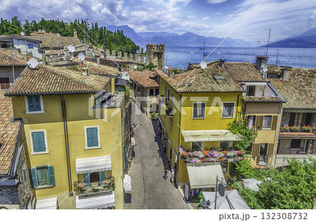 Aerial view of Sirmione and Lake Garda, Italy 132308732