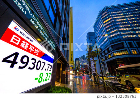 日本の東京都市景観最高値更新東証株価指数3266.43。日経平均株価4万9307円…/終値＝22日 132308763
