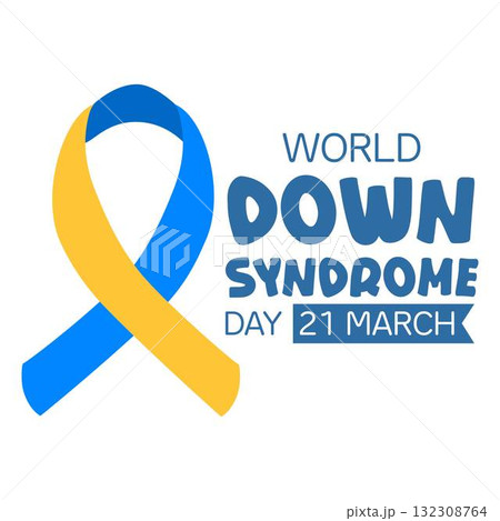 Down syndrome awareness Blue and yellow ribbon Down syndrome awareness Blue and yellow ribbon 132308764