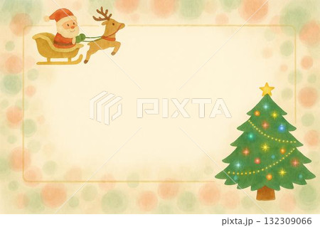 ポストカード クリスマス サンタクロース 水彩画 ポストカード クリスマス サンタクロース 水彩画 132309066
