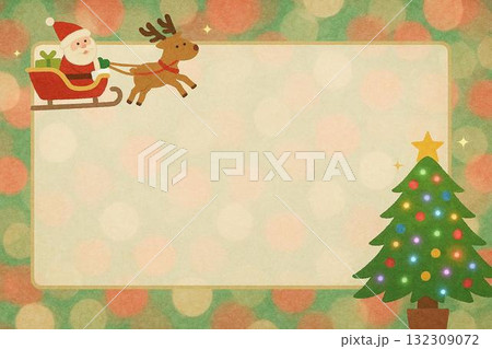 ポストカード クリスマス サンタクロース 版画調 ポストカード クリスマス サンタクロース 版画調 132309072