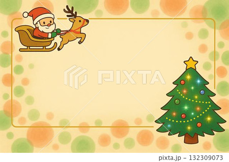 ポストカード　クリスマス　サンタクロース　アニメ調 132309073