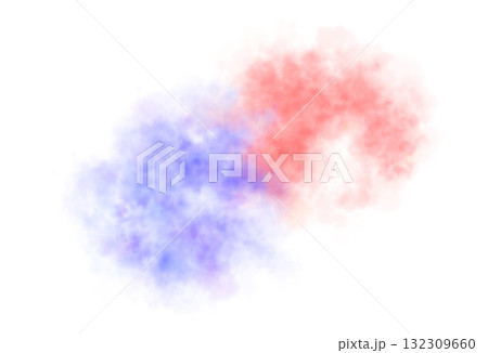 Red and blue smoke clouds blending together with transparent background creating colorful vapor texture and dynamic motion effect Red and blue smoke clouds blending together with transparent background creating colorful vapor texture and dynamic motion effect 132309660