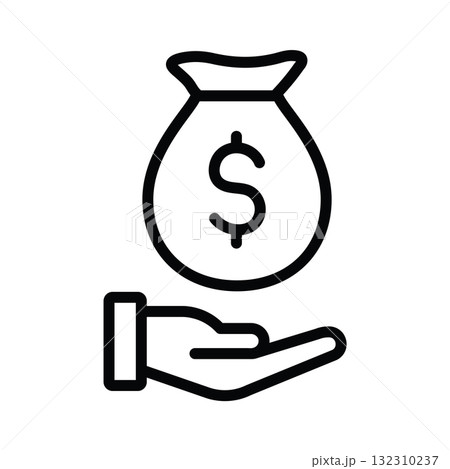 Money Bag with Hand and Dollar Sign Icon 132310237