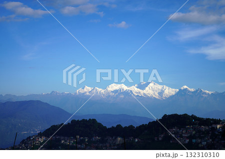 Evening Vista of Darjeeling Town and Snow Capped Kanchenjunga Evening Vista of Darjeeling Town and Snow Capped Kanchenjunga 132310310