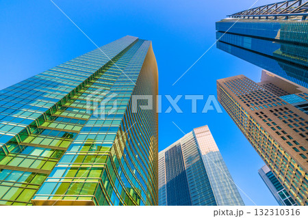 日本の東京都市景観 汐留のオフィス街などを望む。新たな時代へ 132310316
