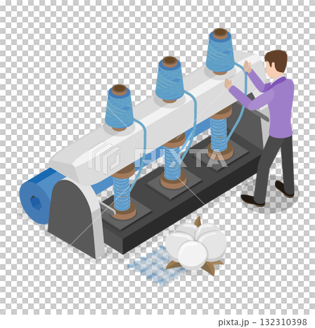 3D Isometric Flat  Illustration of Textile Manufacturing. Item 1 132310398