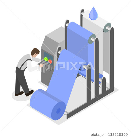 3D Isometric Flat Illustration of Textile Manufacturing. Item 2 3D Isometric Flat Illustration of Textile Manufacturing. Item 2 132310399